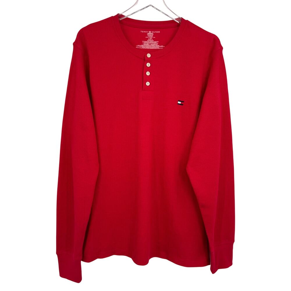 Tommy Hilfiger shirt men's XL thermal waffle weave henley long sleeve top